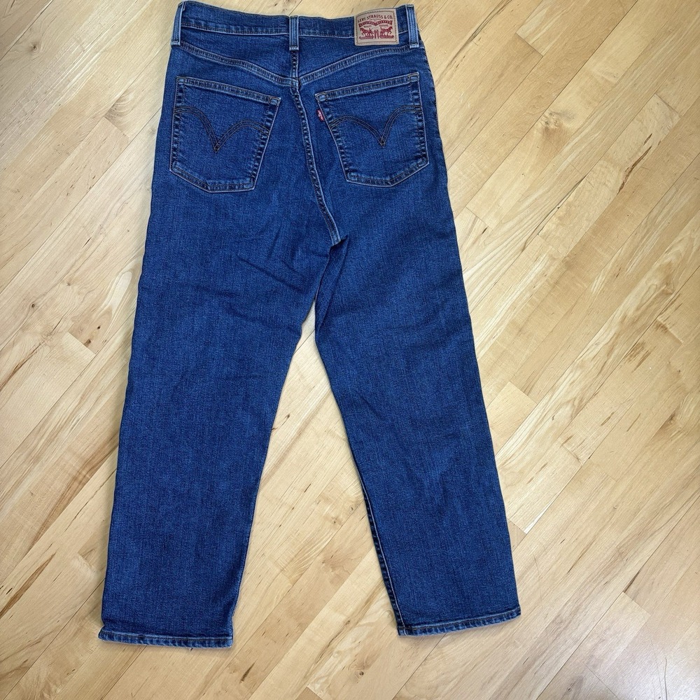 Levi's Women's Ribcage Straight Ankle Seamed Jeans 29x26 Dark Blue High Rise - Picture 9 of 13